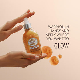 L'OCCITANE Almond Shimmering Body Oil side view showcasing bottle design