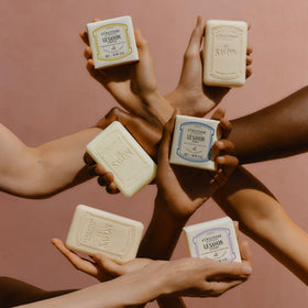 L'OCCITANE Lavender Soap in a bathroom setting