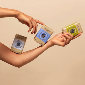 L'OCCITANE Shea Lavender Soap with lavender flowers