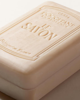 L'OCCITANE Shea Milk Extra Rich Soap in a bathroom setting