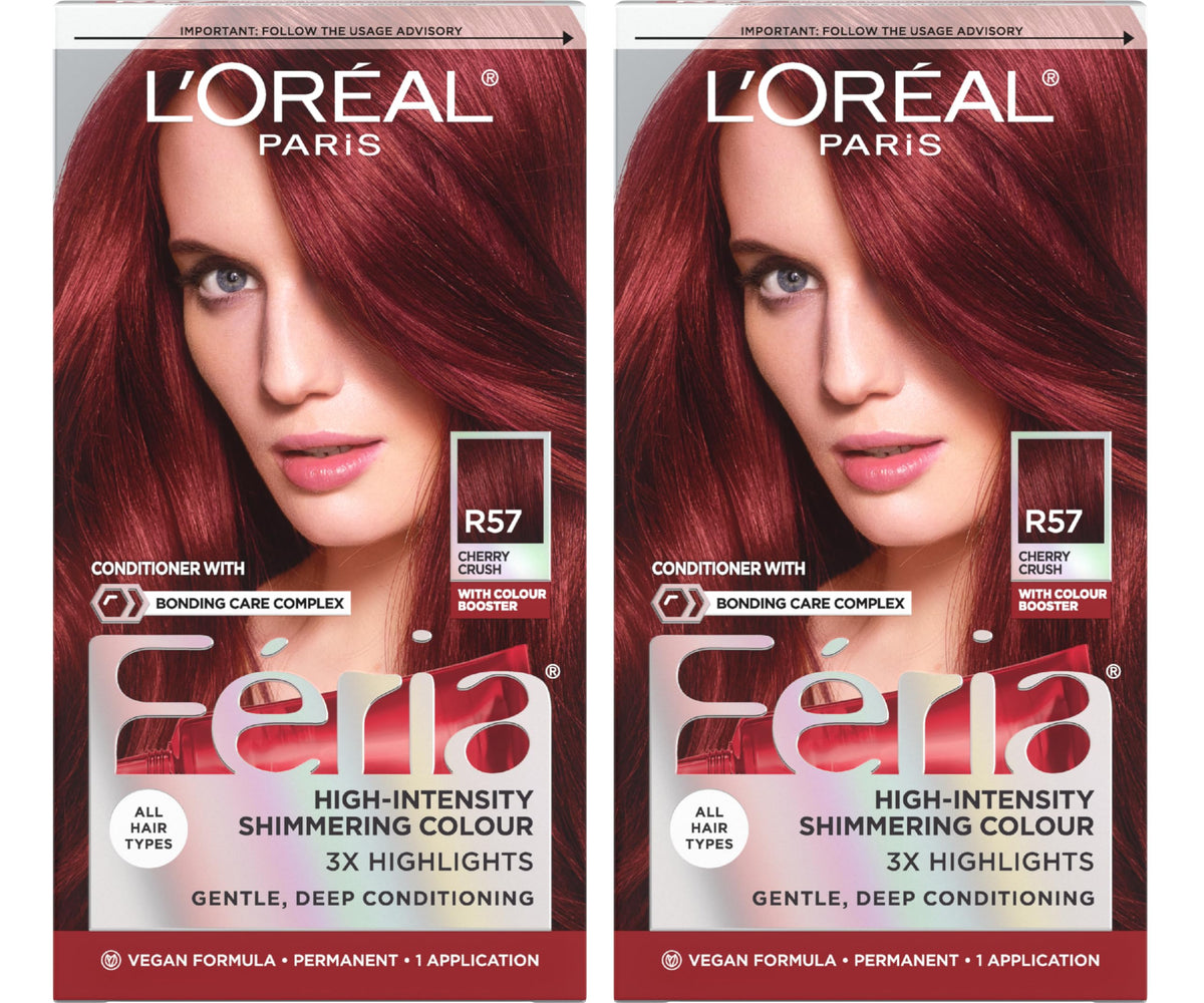 L'Oreal Feria R57 Intense Medium Auburn Hair Color Kit front view