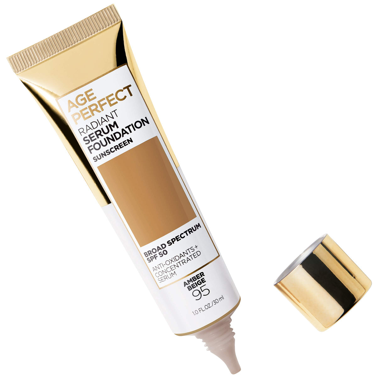 L'Oreal Paris Age Perfect Radiant Serum Foundation bottle with SPF 50 label