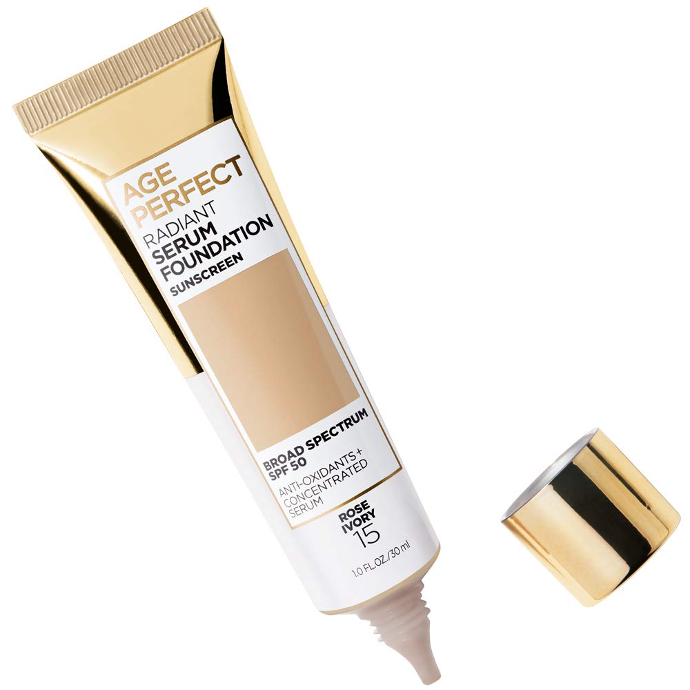 L'Oreal Paris Age Perfect Radiant Serum Foundation bottle with SPF 50 label