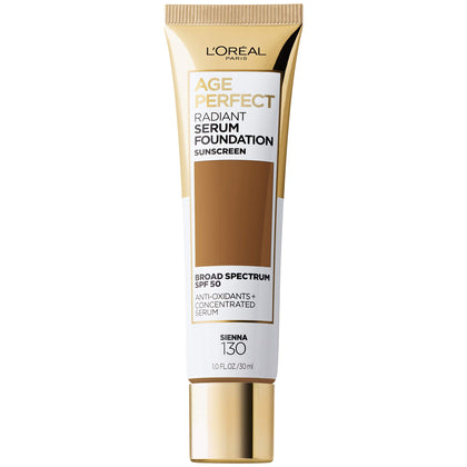 L'Oreal Paris Age Perfect Radiant Serum Foundation in Sienna, front view