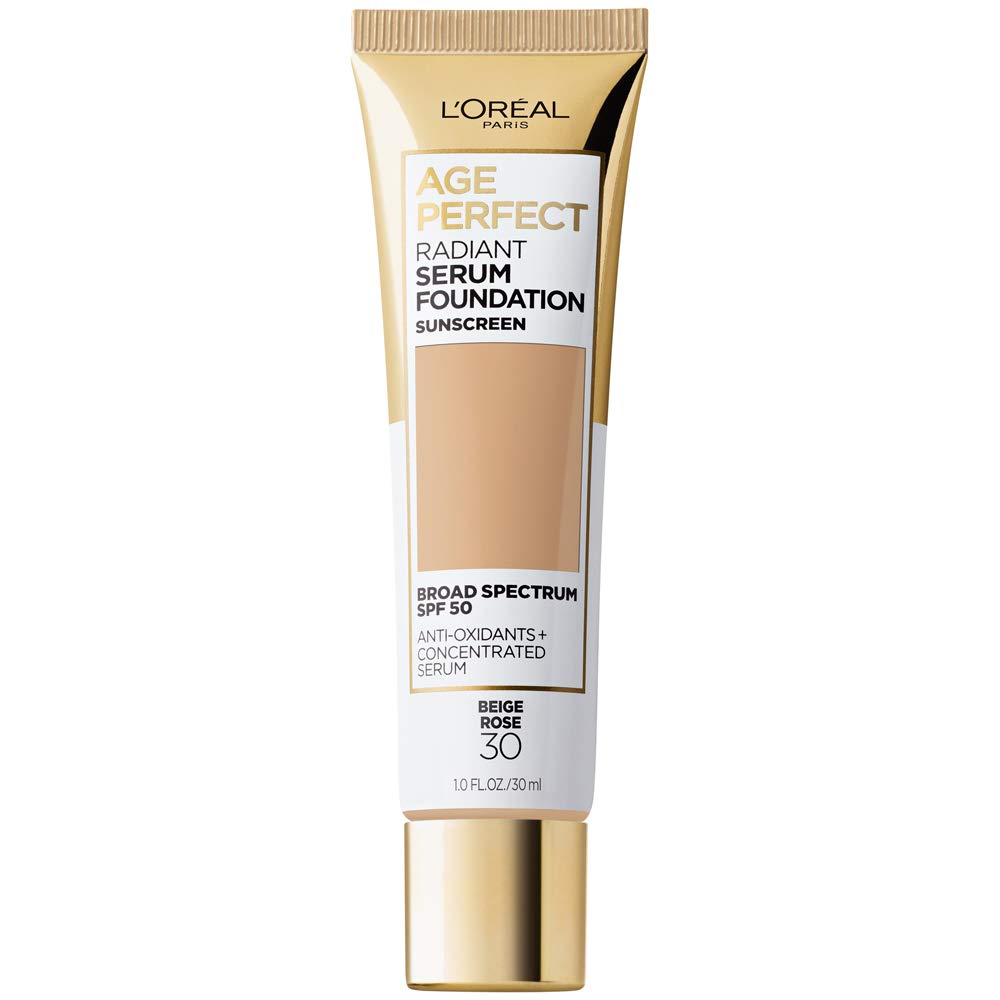 L'Oreal Paris Age Perfect Radiant Serum Foundation SPF 50 in Beige Rose front view