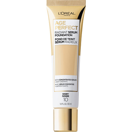L'Oreal Paris Age Perfect Radiant Serum Foundation SPF 50 in Ivory, front view