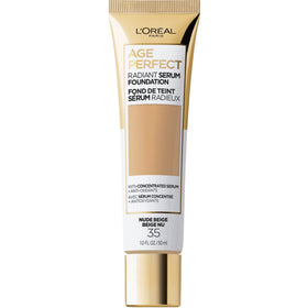 L'Oreal Paris Age Perfect Radiant Serum Foundation SPF 50 in Nude Beige front view