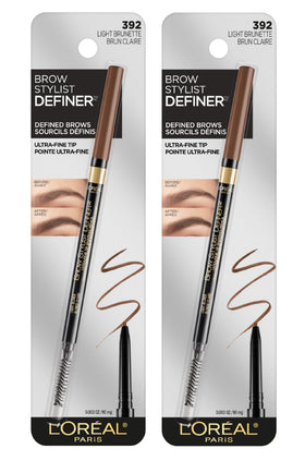 L'Oreal Paris Brow Stylist Definer Waterproof Eyebrow Pencil Light Brunette with spoolie brush