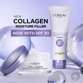 L'Oreal Paris Collagen Moisture Filler Face Cream on vanity