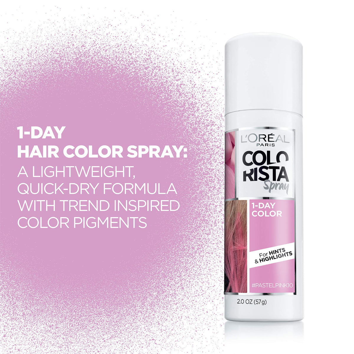 L'Oreal Paris Colorista 1-Day Spray Pastelpink application on hair