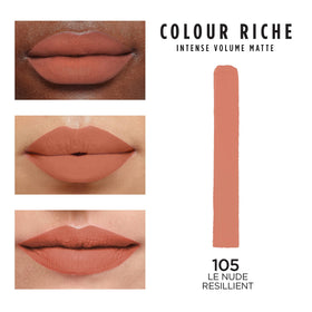 L'Oreal Paris Colour Riche Intense Volume Matte Lipstick Le Nude Resilient with cap removed