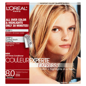 L'Oreal Paris Couleur Experte Hair Color and Highlights Kit front view, Toasted Coconut