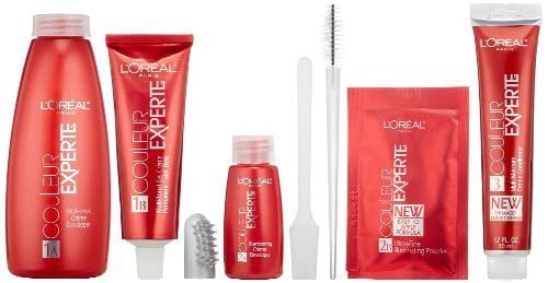L'Oreal Paris Couleur Experte Hair Colour and Highlights Kit showing application process