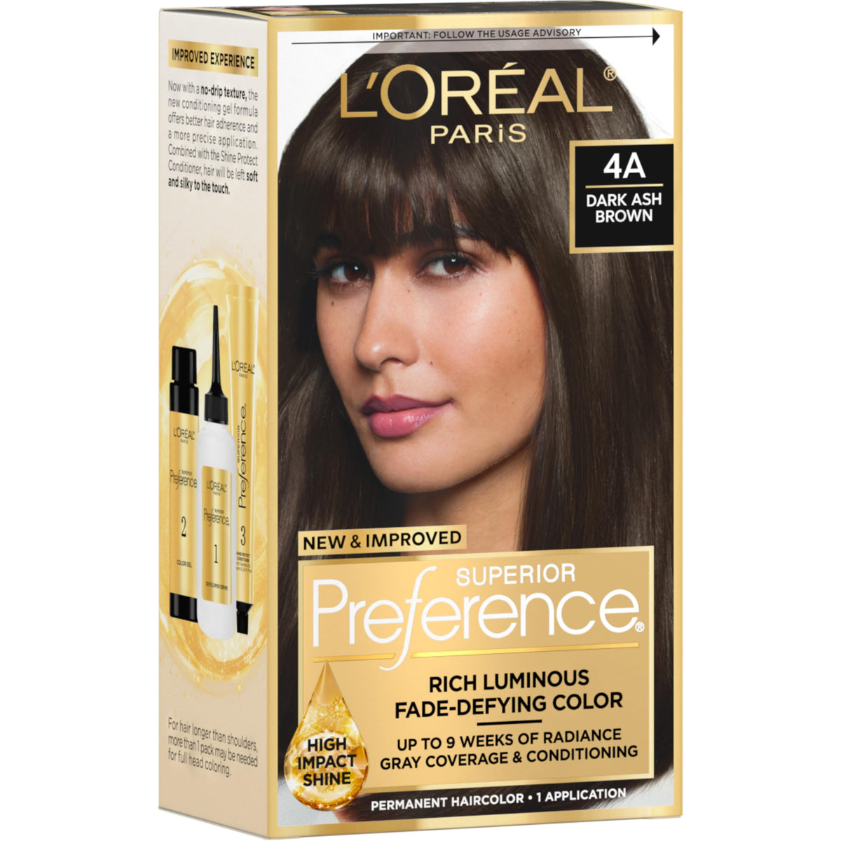 L'Oreal Paris Dark Ash Brown 4A Hair Color Kit front view