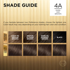 L'Oreal Paris Dark Ash Brown 4A Hair Color Kit instruction leaflet