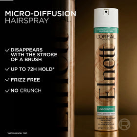 L'Oreal Paris Elnett Hairspray on a hairbrush