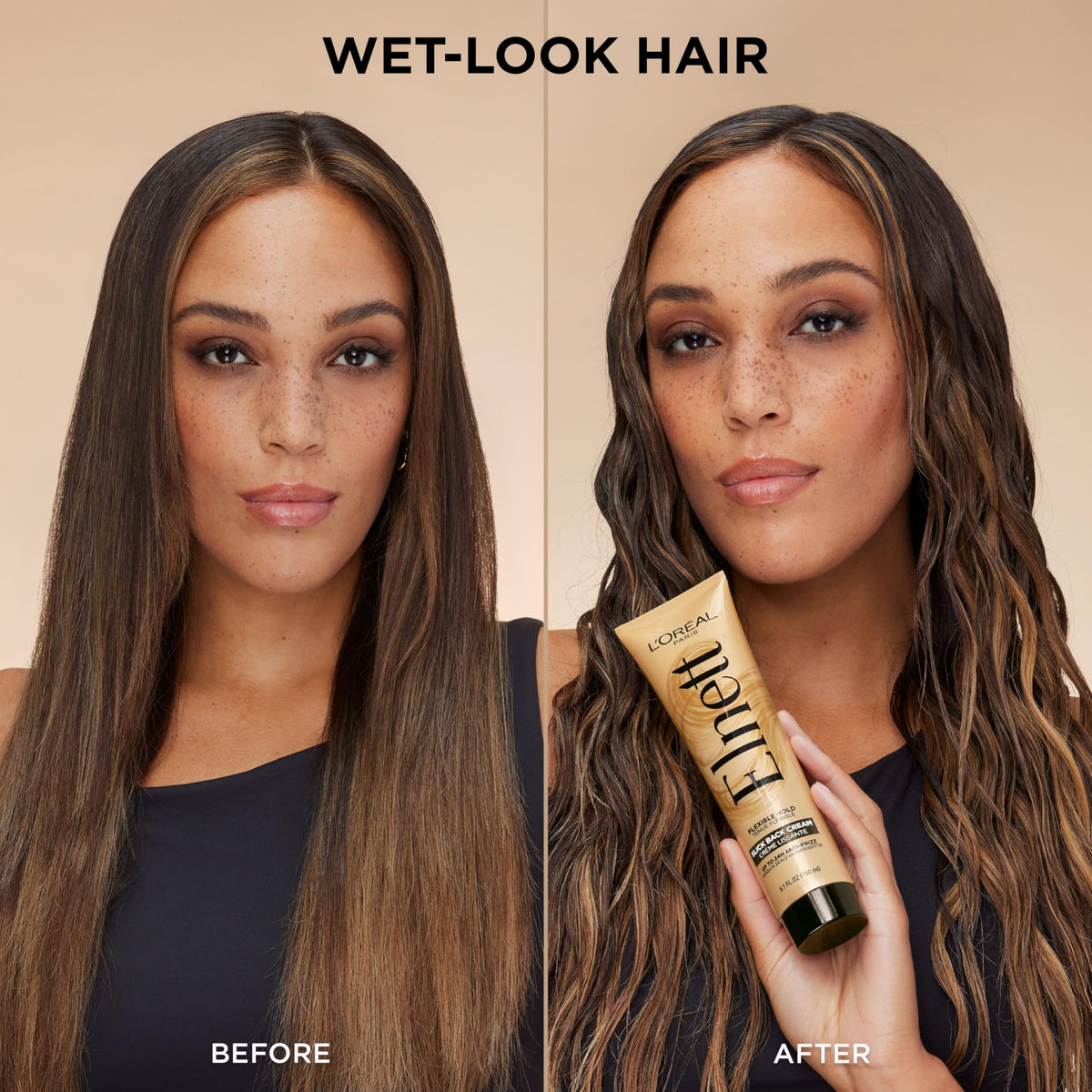L'Oreal Paris Elnett Slick Back Styling Cream on a vanity