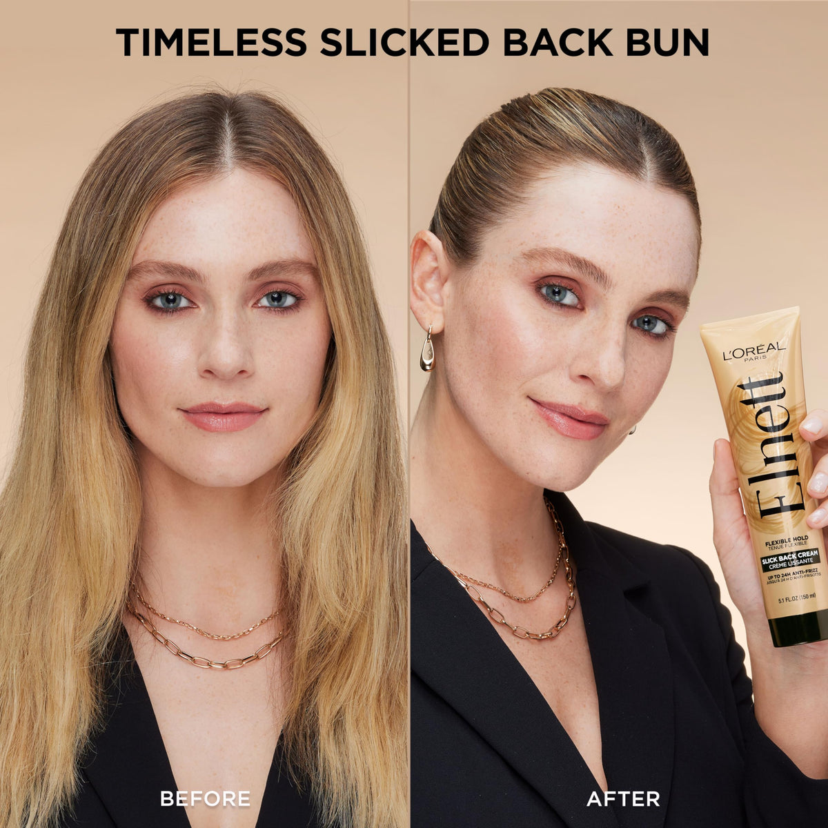 L'Oreal Paris Elnett Slick Back Styling Cream with styling tools