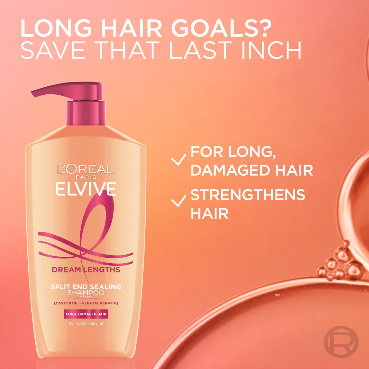 L'Oreal Paris Elvive Dream Lengths Shampoo and Conditioner Set with pomegranate and orchid