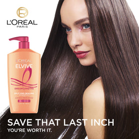 L'Oreal Paris Elvive Dream Lengths Shampoo bottle with floral design