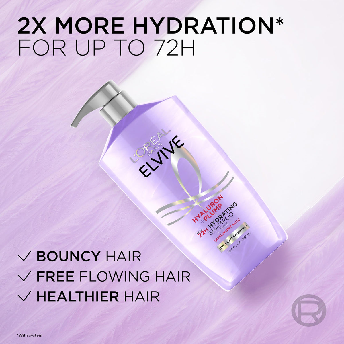 L'Oreal Paris Elvive Hyaluron Plump Shampoo application on hair