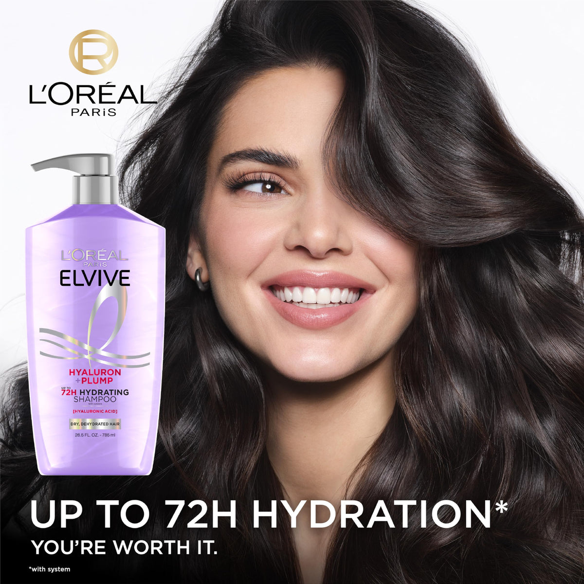 L'Oreal Paris Elvive Hyaluron Plump Shampoo bottle with label