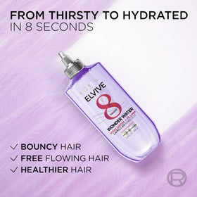L'Oreal Paris Elvive Hyaluron Plump Wonder Water in use on wet hair
