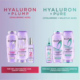 L'Oreal Paris Elvive Hyaluron + Pure Oil Erasing Scalp Serum with other hair care products