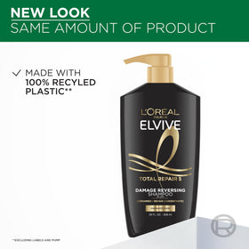 L'Oreal Paris Elvive Total Repair 5 Shampoo in bathroom setting