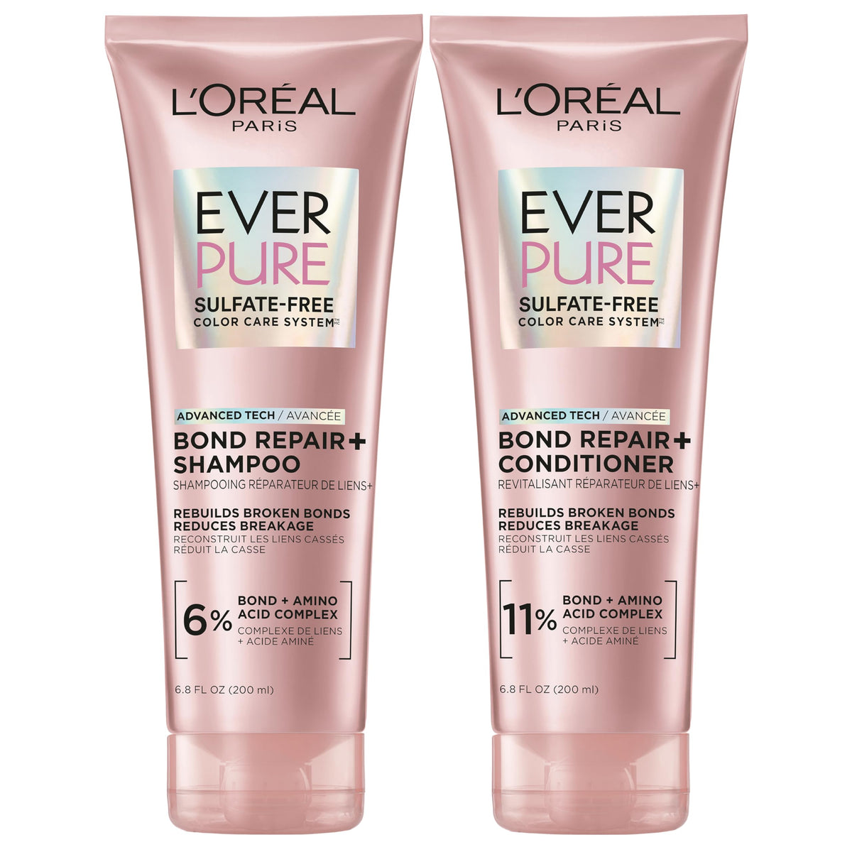 L'Oreal Paris EverPure Bond Repair+ Shampoo and Conditioner Set front view