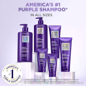 L'Oreal Paris EverPure Brass Toning Purple Conditioner with hibiscus flowers