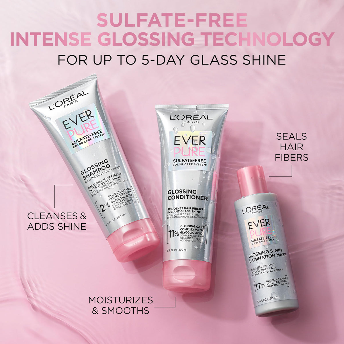 L'Oreal Paris EverPure Glossing Shampoo and Conditioner set packaging