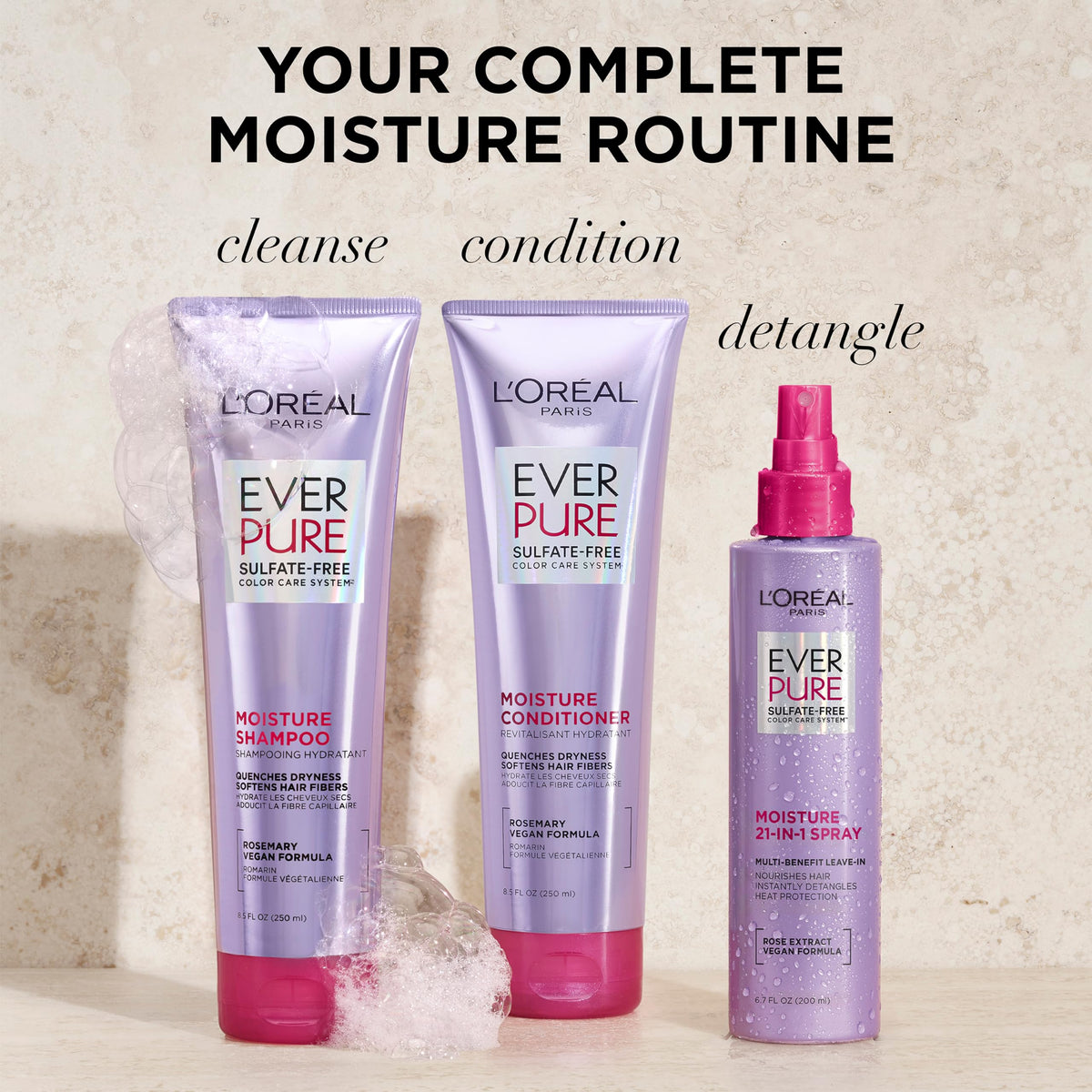 L'Oreal Paris EverPure Moisture Conditioner applied to hair