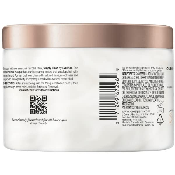 L'Oreal Paris EverPure Simply Clean Elastic Fiber Masque with natural ingredients