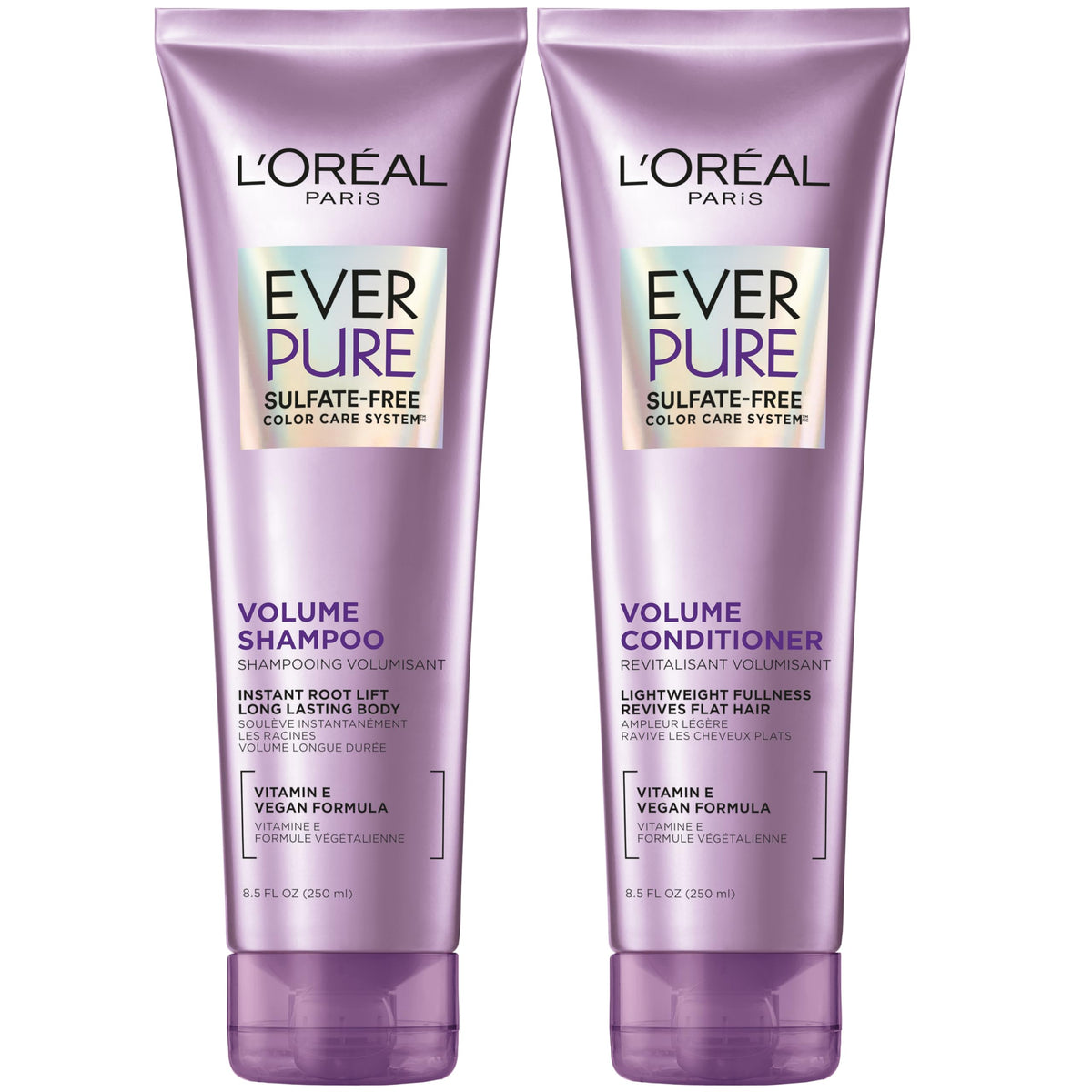 L'Oreal Paris EverPure Volume Shampoo and Conditioner front view