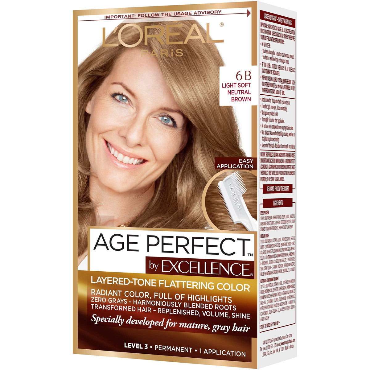 L'Oreal Paris Excellence Age Perfect Hair Color 6B packaging front view