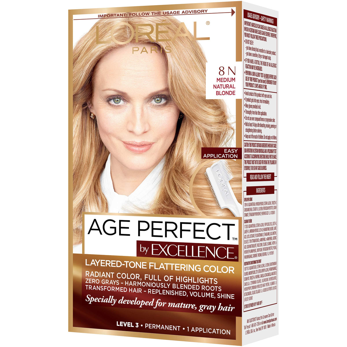 L'Oreal Paris Excellence Age Perfect Hair Color 8N Medium Natural Blonde ingredients list