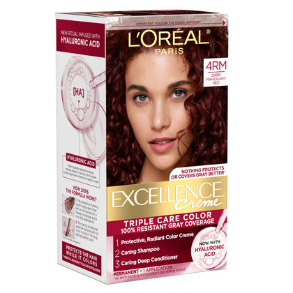 L'Oreal Paris Excellence Crème 4RM Dark Mahogany Red hair dye box front view