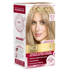 L'Oreal Paris Excellence Crème 8.5A Medium Light Ash Blonde hair dye kit front view