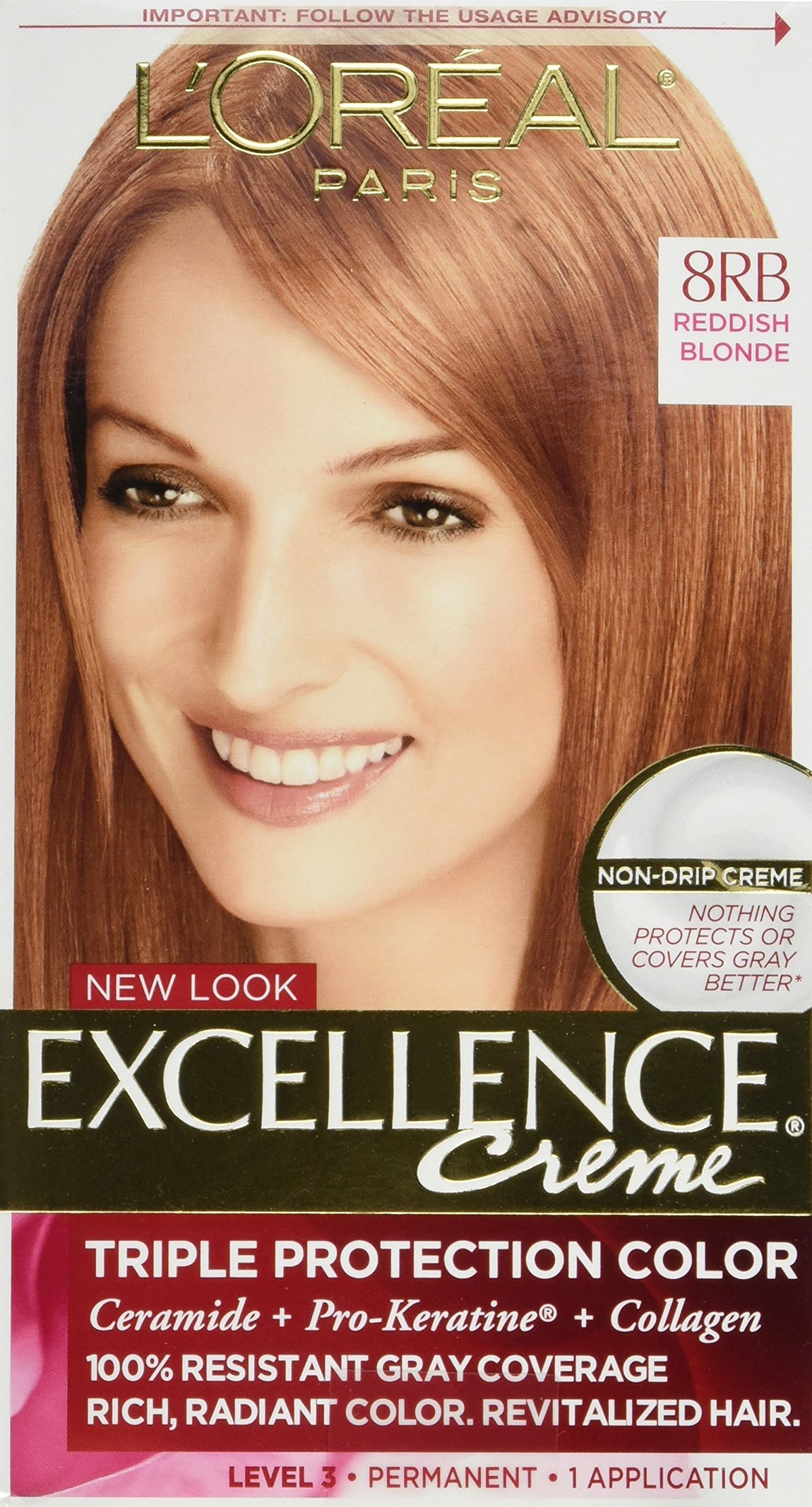 L'Oreal Paris Excellence Creme 8RB Medium Reddish Blonde front view