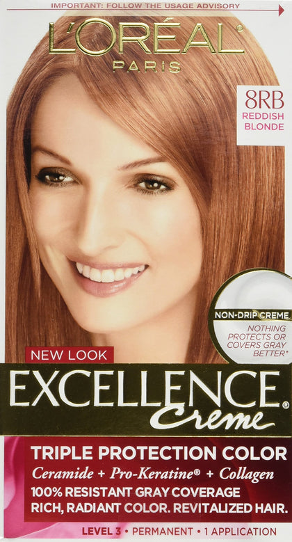 L'Oreal Paris Excellence Creme 8RB Medium Reddish Blonde front view