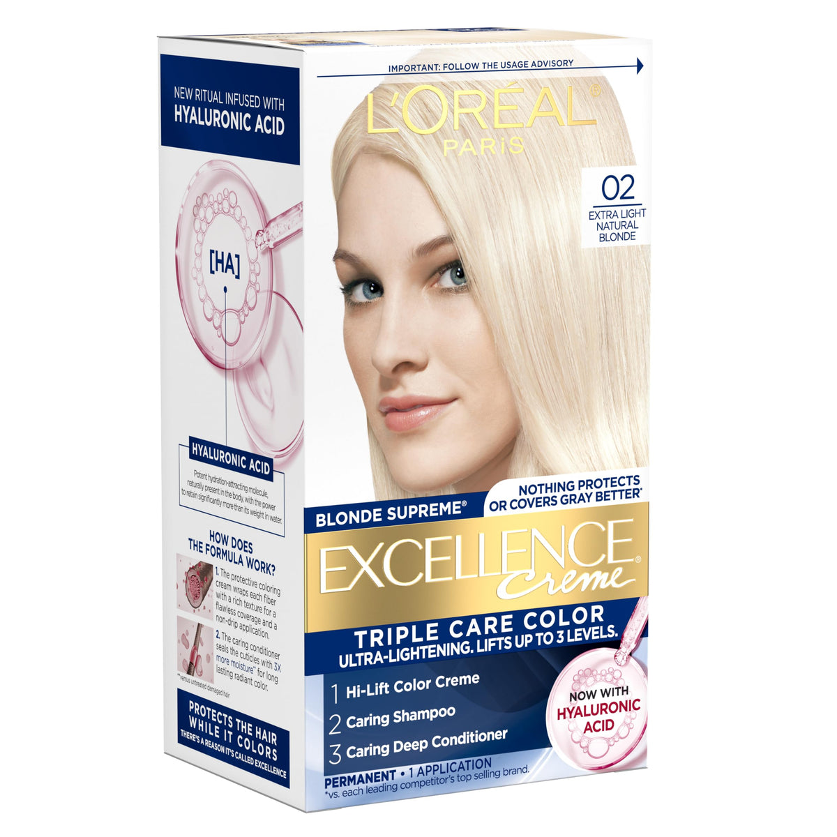 L'Oreal Paris Excellence Crème Hair Dye 02 Extra Light Natural Blonde packaging front view