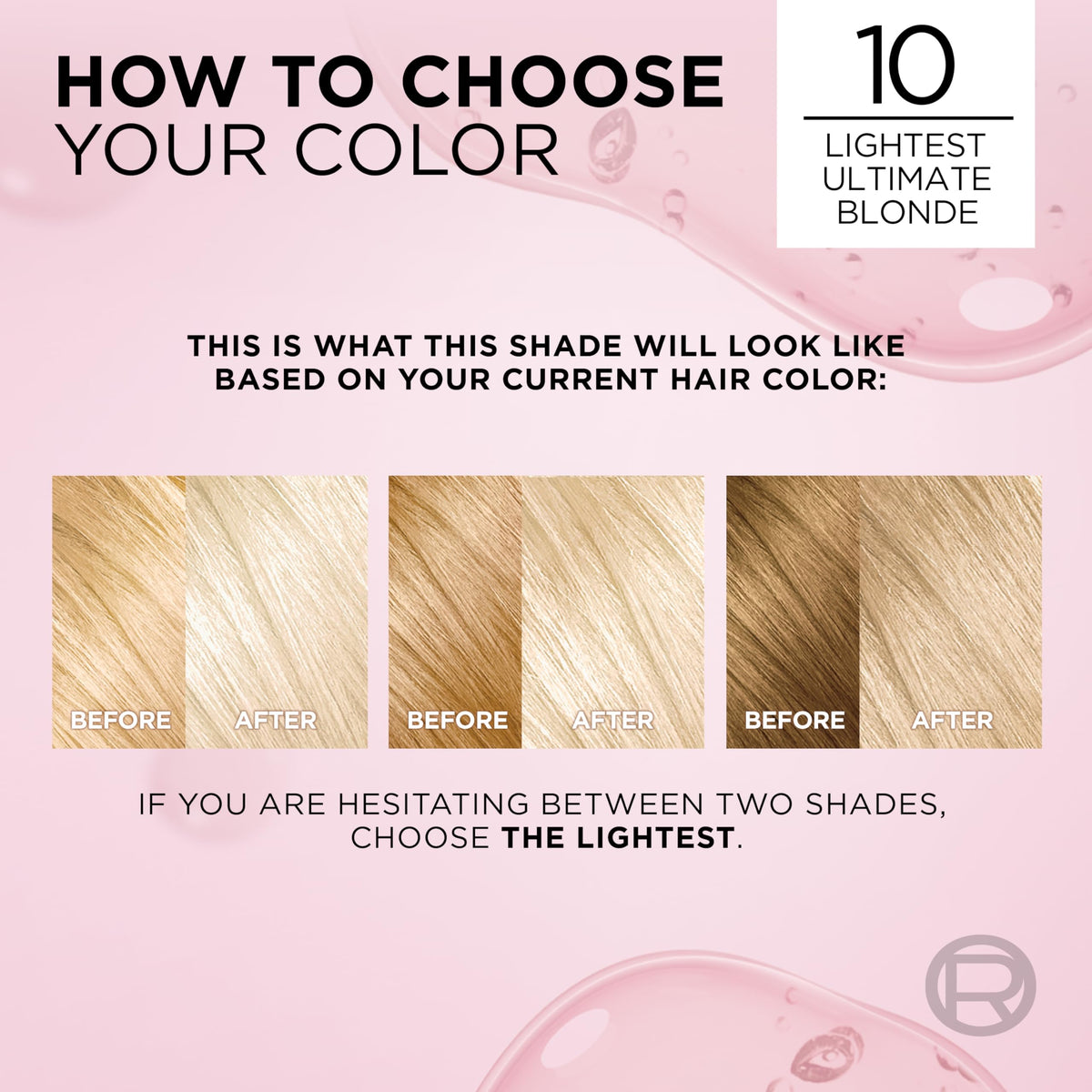L'Oreal Paris Excellence Crème Hair Dye 10 Lightest Ultimate Blonde shade comparison