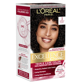 L'Oreal Paris Excellence Crème Hair Dye 3 Natural Black kit front view