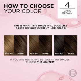 L'Oreal Paris Excellence Crème Hair Dye 4 Dark Brown swatch on hair