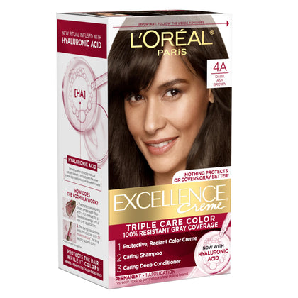 L'Oreal Paris Excellence Crème Hair Dye 4A Dark Ash Brown front view