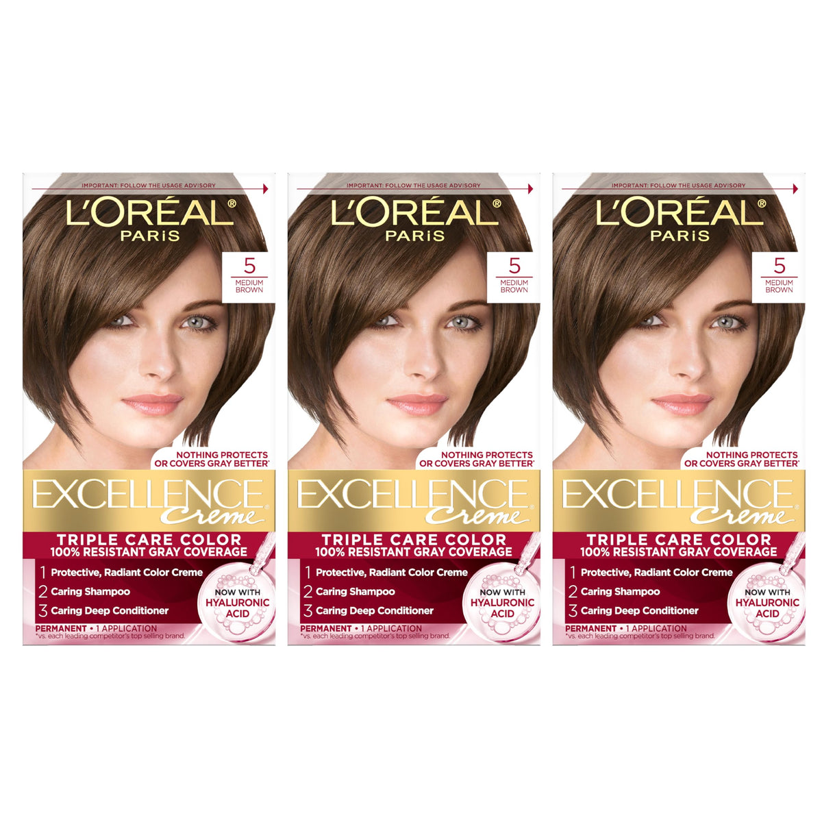 L'Oreal Paris Excellence Crème Hair Dye 5 Medium Brown kit front view
