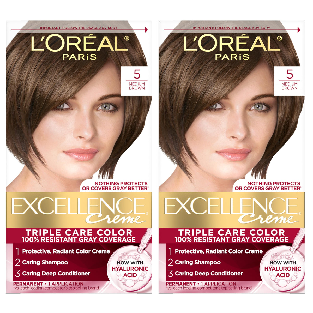 L'Oreal Paris Excellence Crème Hair Dye 5 Medium Brown kit front view