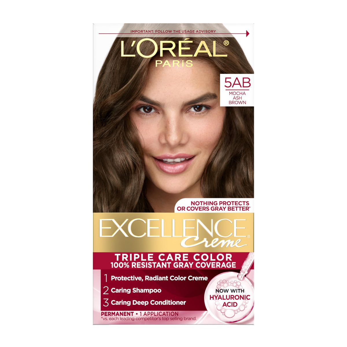 L'Oreal Paris Excellence Crème Hair Dye 5AB Mocha Ash Brown front view