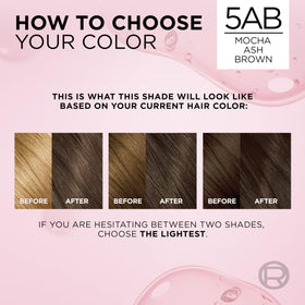L'Oreal Paris Excellence Crème Hair Dye 5AB Mocha Ash Brown shade comparison chart